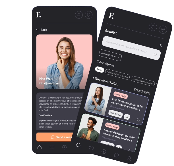 Aperçu de l'application Find.